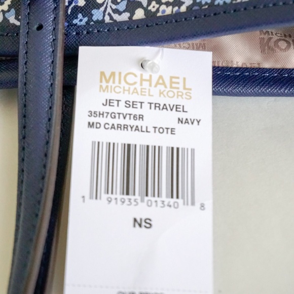 Michael Kors Medium Carryall Tote Navy Blue Floral - Picture 8 of 8